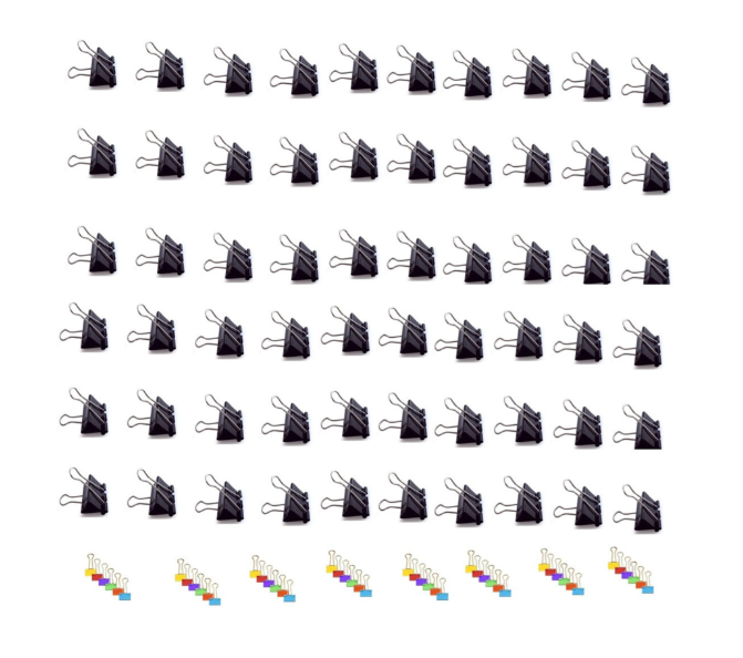 Black & Multi Colour 25mm Metallic Binder Clips Combo