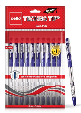 Cello Technotip Ball Pen (Blue, 10 Pcs)
