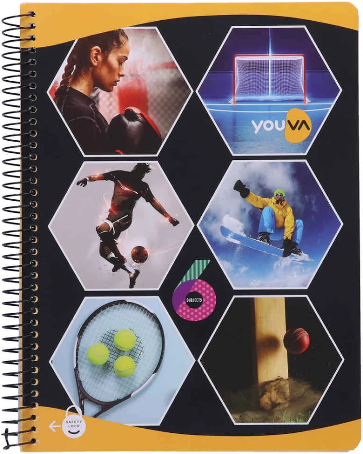 Navneet Youva Spiral Bound 6 Subject Book 18×24 cm Single Line 300 Pages