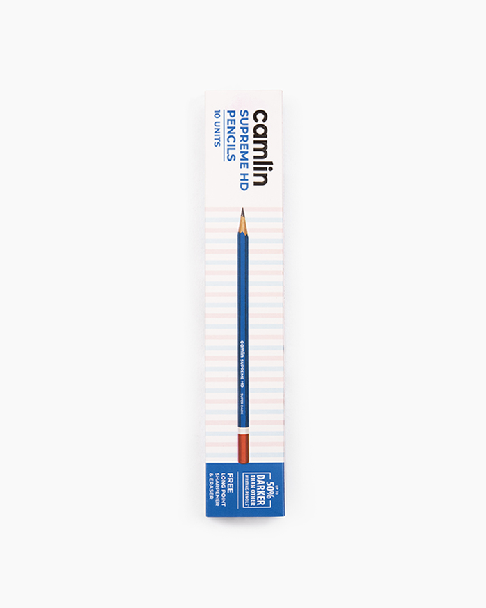 Camlin Supreme HD Pencils Box of 10 pencils with Eraser and Long Point Sharpener - Image 4