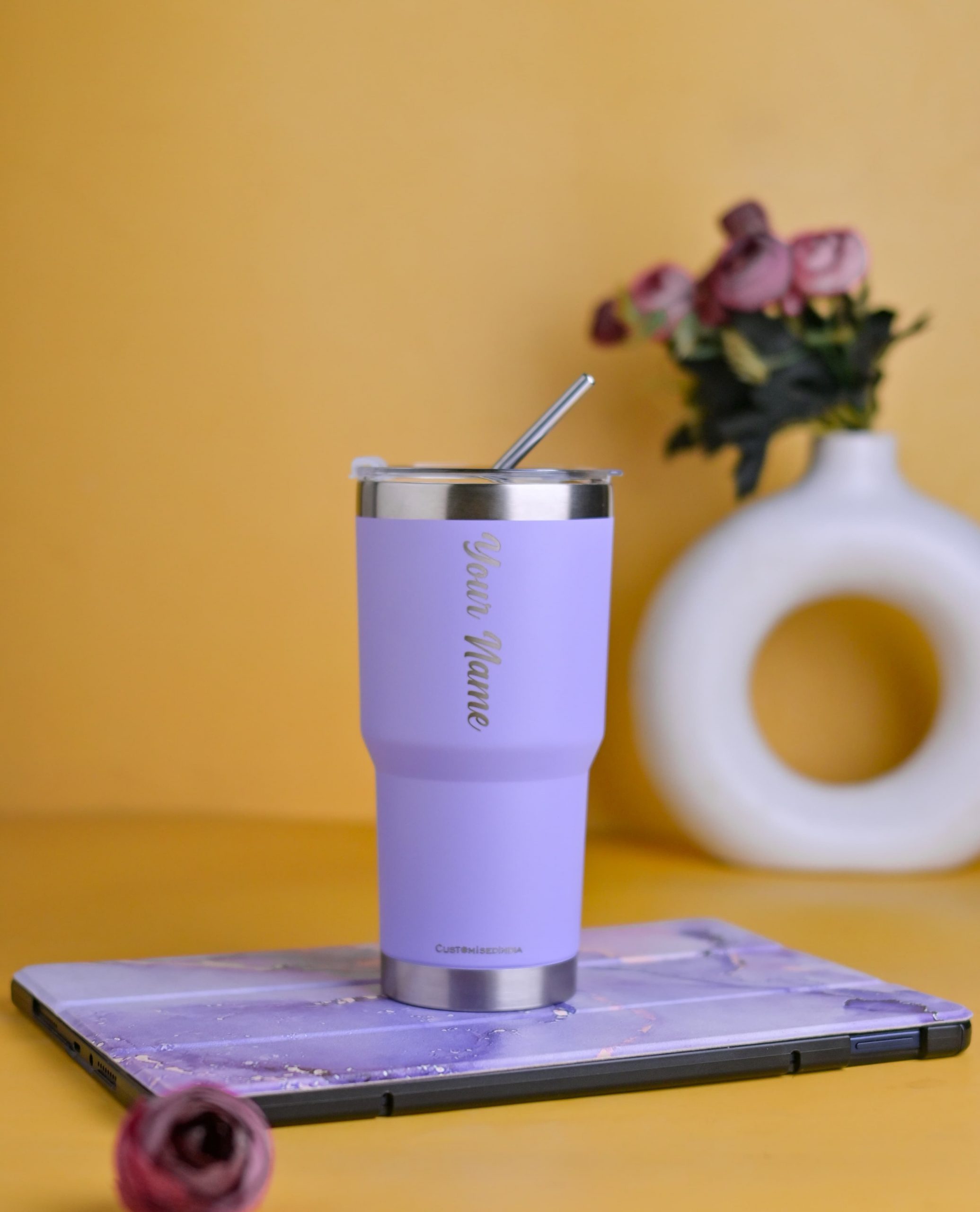 Personalized Lilac Purple Tumbler - 600 ml ( 100% Leakproof )