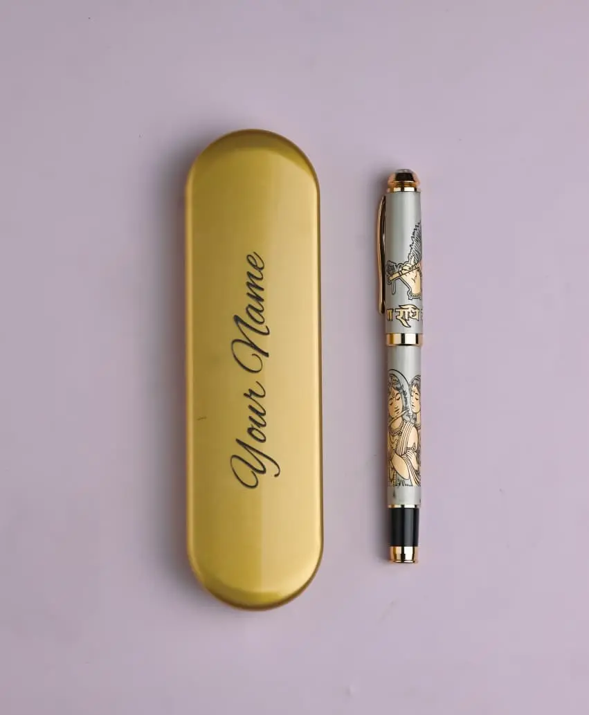 Lord Krishna & Radha Etched Pen