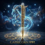 Personalised Capricorn Zodiac Engraved Premium Metal Twist Ball Pen with Crystal Top – Custom Astrology Gift for Capricorn