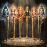 Divine Energy Sacred God Engraved Metal Roller Pen Set (Pack of 6) with Rudraksha Bead – Personalised Premium Spiritual Gift Set