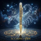 Personalised Scorpio Zodiac Engraved Premium Metal Twist Ball Pen with Crystal Top – Custom Astrology Gift for Scorpio