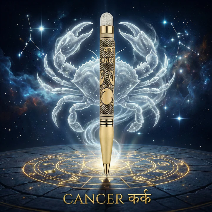 Personalised Cancer Zodiac Engraved Premium Metal Twist Ball Pen with Crystal Top – Custom Astrology Gift for Cancer