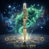 Personalised Taurus / वृषभ Zodiac Engraved Premium Metal Twist Ball Pen with Crystal Top