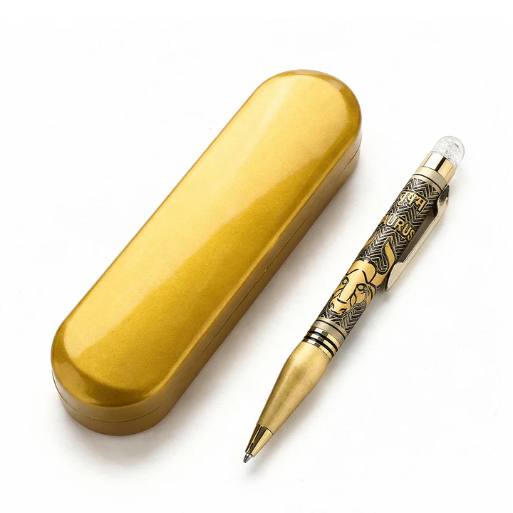 Personalised Gemini / मिथुन Zodiac Engraved Premium Metal Twist Ball Pen with Crystal Top - Image 3